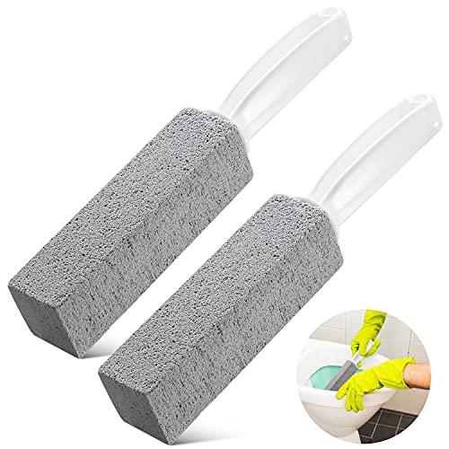 2 Pack Toilet Cleaner Hard Water Build up Remover with Ergonomic Handle, Toilet Bowl Stain Ring Remover, Pumice Stone Toilet Cleaner Tool Stain Remover for Toilet, Pool, Bathroom, Sink