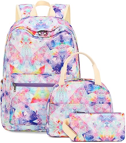 Bluboon Teen Girls School Backpack Kids Bookbag Set with Lunch Box Pencil Case Travel Laptop Backpack Casual Daypacks
