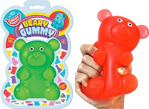 Jumbo Squishy Gummy Bear Toy (1 Unit Assorted) JA-RU, Squeeze Stretchy Bear Stress Relief & Sensory Toy. Squishy Toys, Fidget Toys for Boys and Girls, Great Party Favor Stuffer Toy 4341-1