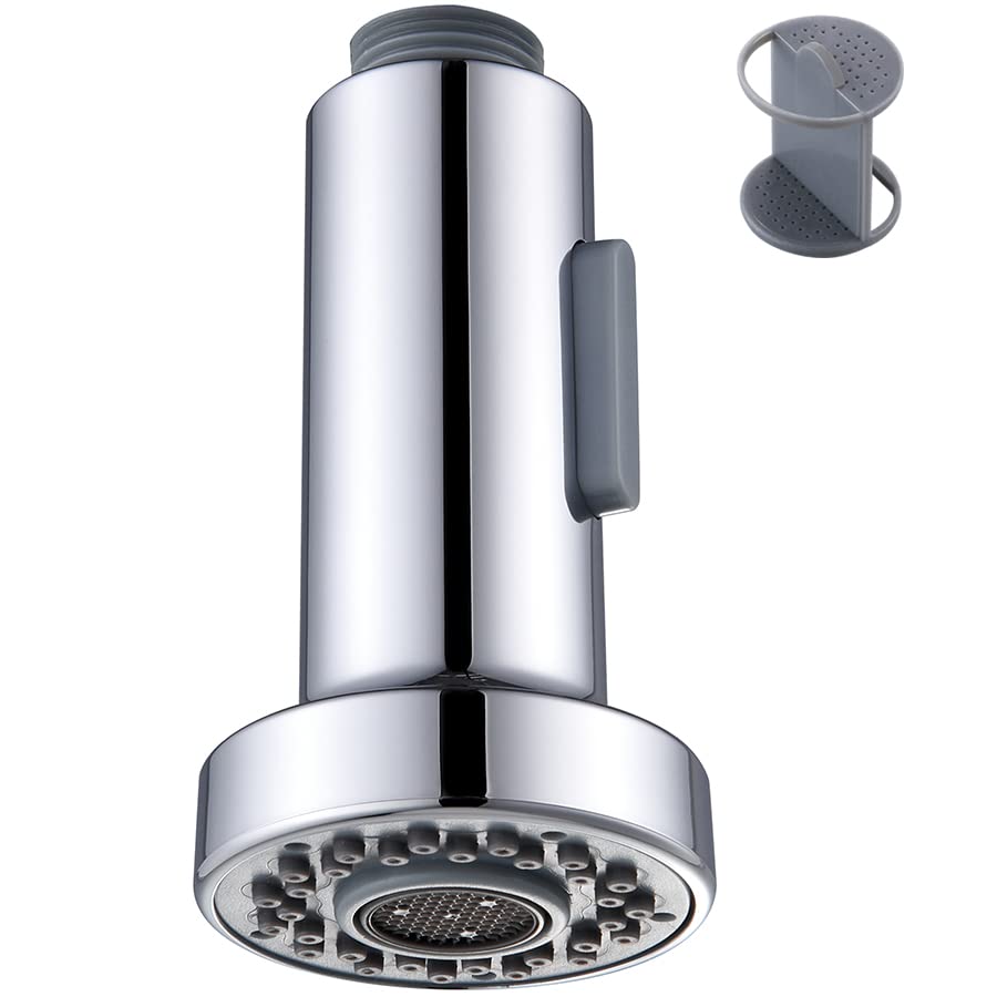 Faucet Head Replacement Chrome, Angle Simple Kitchen Sink Faucet Sprayer, Pull Down Hose Spray Head, Stream and Spray Mode, Male Threads