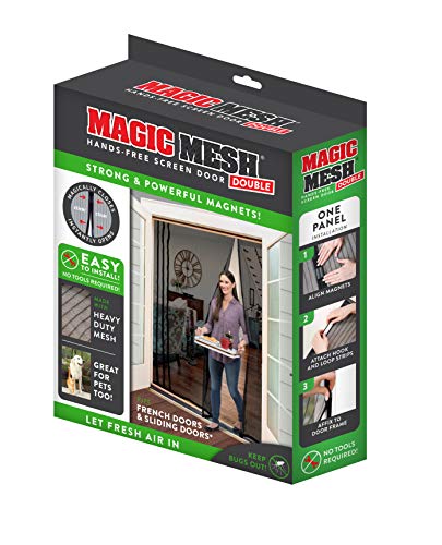 Magic Mesh Double Door- Hands Free Magnetic Screen Door, Fits French & Sliding Doors 75 in x 83 in