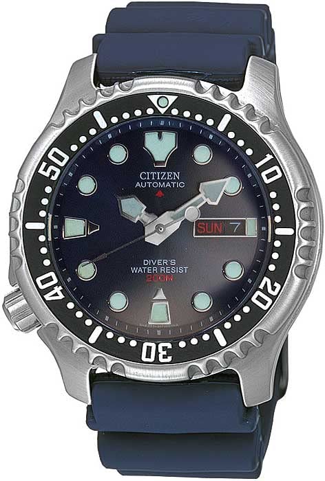 Citizen Men's Analogue Automatic Watch with a Rubber Band Promaster Marine, Silver Tone, Strap
