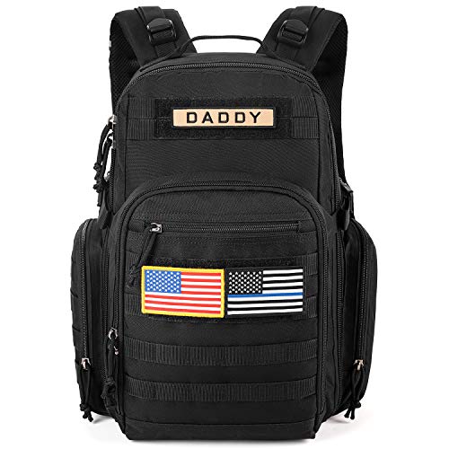 MIRACOL Diaper Bag for Dad, Military Diaper Bag Backpack, Multifunction Diaper Bag with Flag Patch for Men and Women