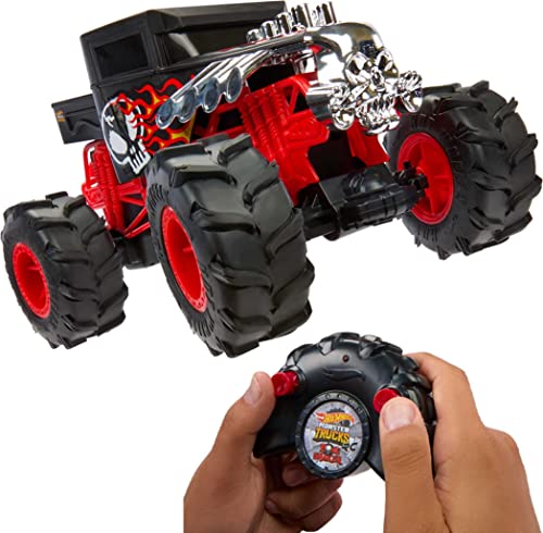Hot Wheels RC Monster Trucks Bone Shaker in 1:15 Scale, Remote-Control Toy Truck with Terrain Action Tires