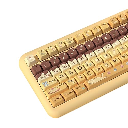 daixiahu Pudding cat Theme keycaps 158 Key PBT keycaps MDA Custom keycap Set is Suitable for 61/87/104/108 Cherry MX Switch and Other Mechanical Keyboards