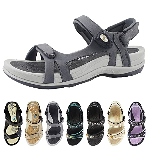 Gold Pigeon Shoes SIGNATURE Women Sandals, Water Sandal for Women Comfort Cushion Adjustable Magnetic Buckle: 9179 Grey, Size 8-8.5 (9179-grey-39)