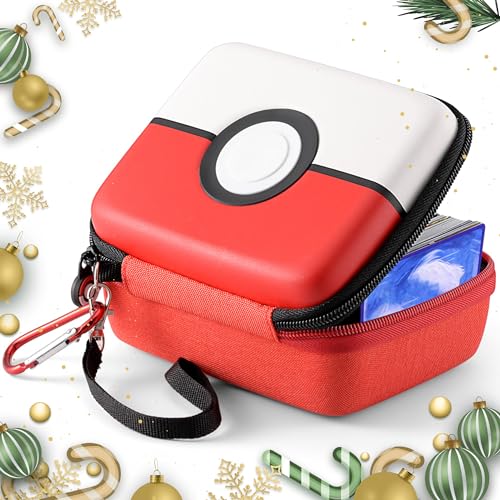 tombert Carrying case for PTCG Trading Cards, Gifts for Boys, Hard-Shell Storage Box fits Magic MTG Cards and PTCG, Holds 400+ Cards(RED & WHITE)