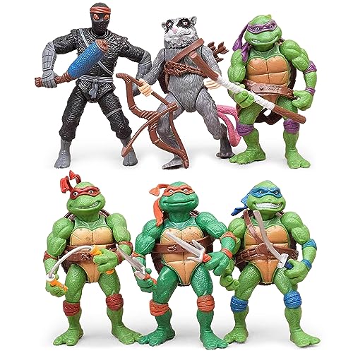 HJINH 4.8' Turtles Action Figures 6-Pack Figure Bundle by Play-Mates Toys Collection Birthday Gifts for Kids