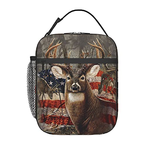 Americana Deer Reusable lunch box for men women lunch bag insulated handbag for travel work picnic