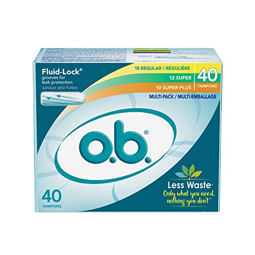 o.b. Original Non-Applicator Tampons, Regular, Super, & Super Plus Absorbancies, 40 Count (Pack of 1)