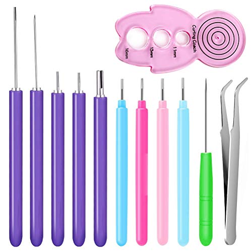 12 Pack Paper Quilling Tools Slotted Kit, Different Sizes Rolling Curling Quilling Needle Pen Paper Cardmaking Project Tools Set for Paper Quilting Paper Flowers