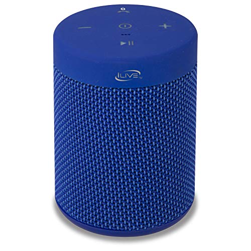 iLive Waterproof Fabric Wireless Speaker, 2.56 x 2.56 x 3.4 Inches, Built-in Rechargeable Battery, Blue (ISBW108BU)