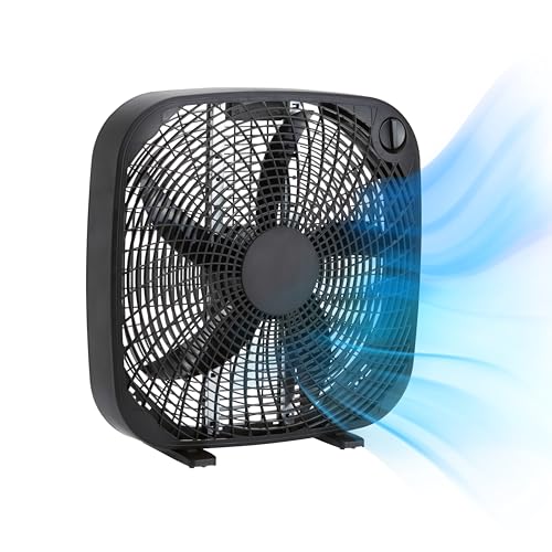 Amazon Basics 20-Inch Box Fan - 3 Speeds, 5 Blades, Lightweight Design, Black, 67 Watts, 6.8'D x 20.86'W x 21.33'H