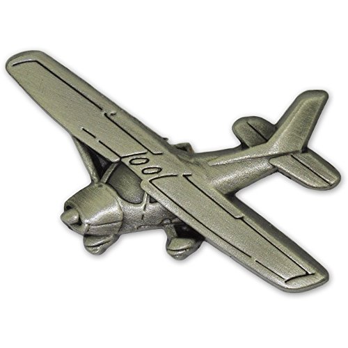 PinMart's Antique Silver 3D Propeller Airplane Flying Lapel Pin