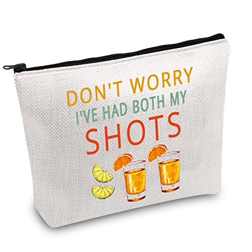 JXGZSO Funny Saying Makeup Pouch Bag Don't Worry I've Had Both My Shots Funny Drinking Humor Gift