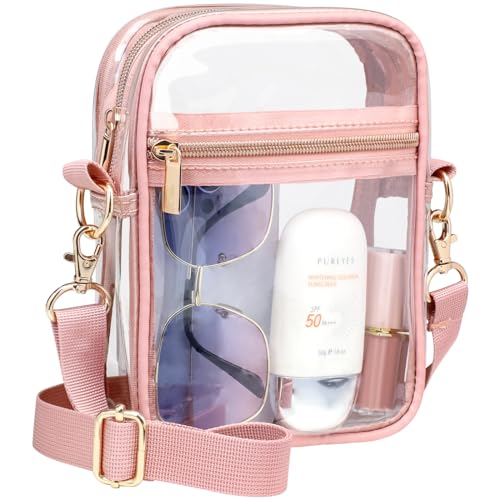 PACKISM Clear Purses for Women Stadium - Clear Bag Stadium Approved Crossbody Bag for Concerts Sports Festivals Events Game Day, Mini Rose Pink
