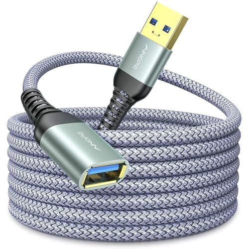 AINOPE USB Extension Cable,USB Extender,USB 3.0 Extension Cable, Male to Female Cord High Data Transfer Compatible with Webcam,USB Keyboard,Flash Drive,Hard Drive,Printer,10FT,Grey