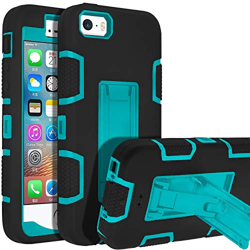 5s iPhone Case, iPhone 5 Case,SENON Shockproof Anti-Scratch Anti-Fingerprint Kickstand Protective Case Cover for Apple iPhone 5S/5, Blue