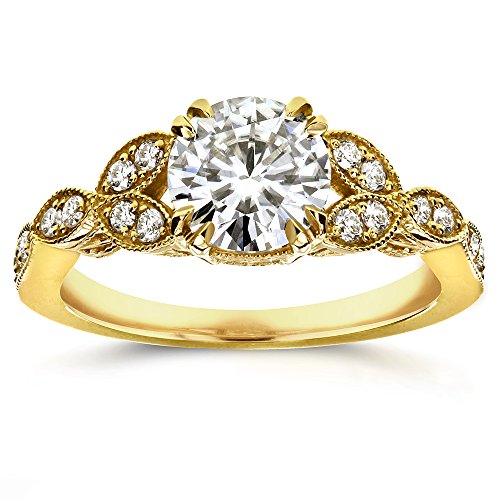 Kobelli Antique Style Round-cut Moissanite Engagement Ring 1 1/5 CTW 14k Yellow Gold, Size 9