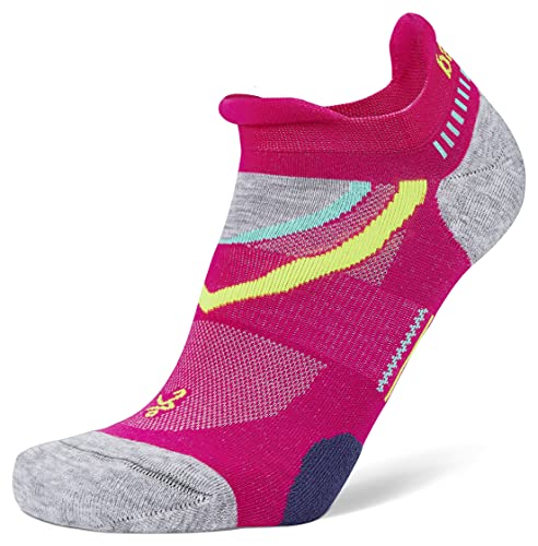 Balega Ultraglide Cushioning Performance No Show Athletic Running Socks for Men and Women (1 Pair), Electric Pink/Midgrey, Medium