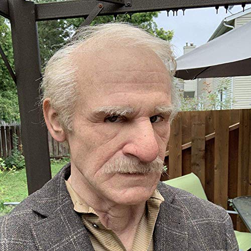 EAGSTRIKY Old Man Mask Realistic Latex Mask Wrinkle Face Old Man Mask Scary Full Head Halloween Masks Cosplay Party Mask (A)