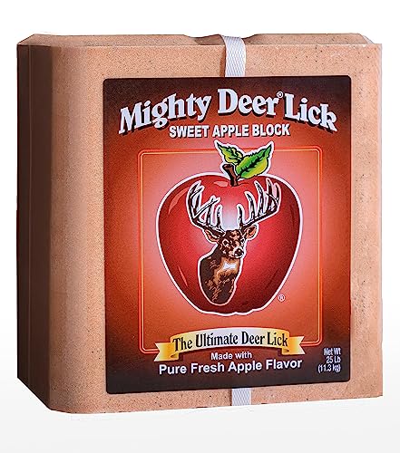 Mighty Deer Lick Attractant Block 25 LB - Deer Can't Resist, Balanced Nutrition (Sweet Apple)