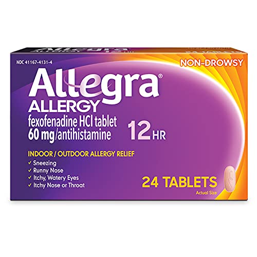 Allegra Adult 12HR Non-Drowsy Antihistamine, Fast-acting Allergy Symptom Relief, 60 mg, 24 Count (Pack of 1)