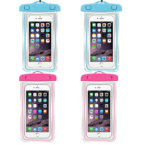 CaseHQ [4PacK] Waterproof Case Universal Cellphone Dry Bag Pouch for iPhone 8,8plus,7,7PLUS 6S, 6, 6S Plus, SE, 5S, Samsung Galaxy S8,S8plus, S7, S6,LG Sony Nokia Motorola up to 5.8' Diagonal