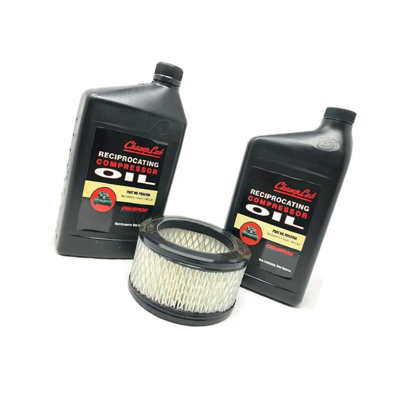 (GB) New CH (2) EA QUART OF RECIPROCATING AIR COMPRESSOR LUBRICANT OIL & 1 AIR FILTER VR5-8, HR5-8, VR7F-8 + full model list