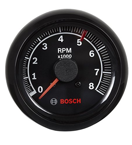 Actron Bosch SP0F000025 Sport II 2-5/8' Tachometer (Black Dial Face, Black Bezel)