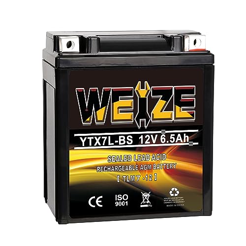 Weize YTX7L BS 100CCA ATV Battery High Performance - Maintenance Free - Sealed AGM YTX7L-BS Motorcycle Battery compatible with Honda Kawasaki Suzuki