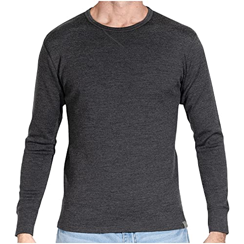MERIWOOL Mens Base Layer 100% Merino Wool Heavyweight 400g Thermal Shirt for Men Charcoal Gray