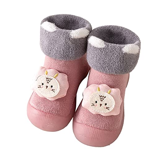 Baby Rubber Sole Sneakers Non-Skid Walking Sock Shoes Non-Skid Slipper Shoes for Unisex Newborn Infants Toddlers Boys Girls Toddler Walking Shoes Pink