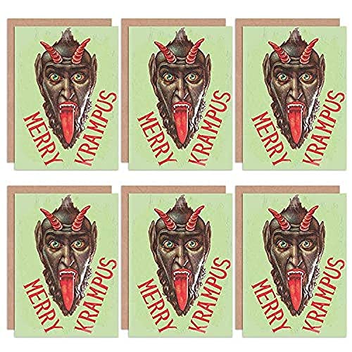 Christmas Cards x6 Krampus Anti Santa Funny Devil Merry Krampus