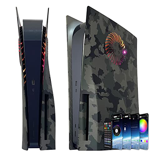 Faceplate for PS5 with RGB Light Strip and Dust Filter for Cooling Vents DOBEWINGDELOU 400+ Effects LED Light Ring Console Cover for PS5 Disc Edition DIY Decoration Kit Accessories Camouflage