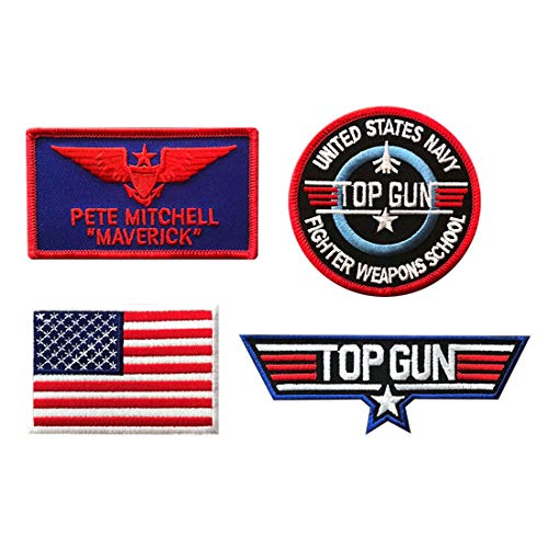 Maverick Pete Mitchell Patch [4PC Bundle -Iron on sew on-Blue]