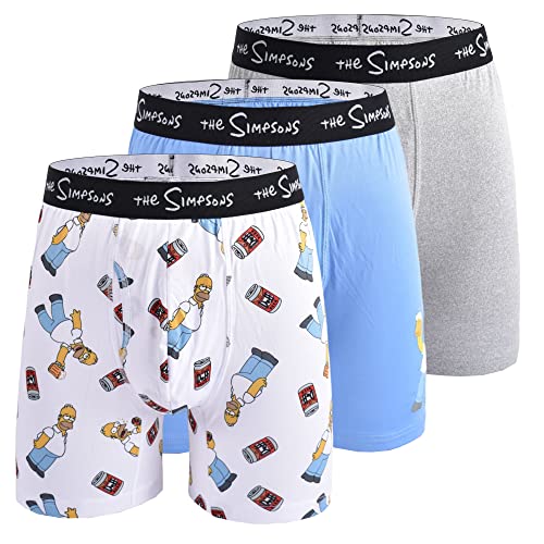 The Simpsons Men's 3-Pack Comfort Boxer Brief, White, Large