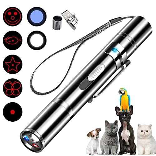 Danigh-buy Cat Pointer Toy,Dog Laser Pointer,7 Adjustable Patterns Laser,Long Range 3 Modes Training Chaser Interactive Toy,USB Recharge