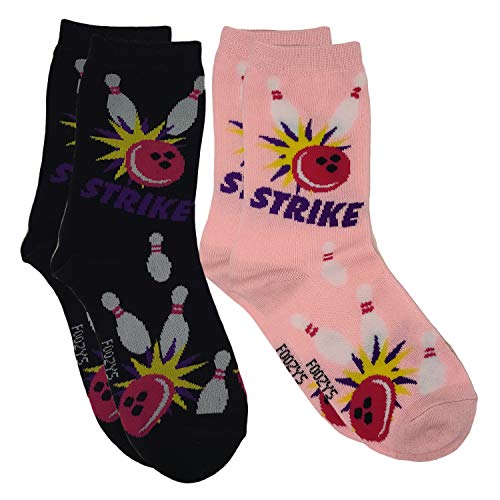 Foozys Womens Crew Socks | Fun Cool Sports Themed Fashion Novelty Socks | 2 Pair (Bowling)