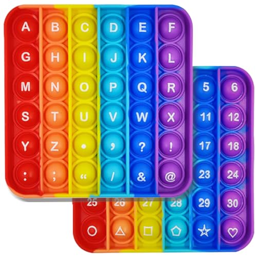 2 in 1 Fidget Toys, ABC Learning and Educational Toys, Poppers Fidget Toys, Stress Relief, Autism Sensory Toys [26 Letters on One Side | Numbers 1-30 on The Other Side] (1 Pack)