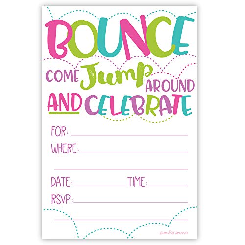 Girl Bounce House or Jumping Party Invitations (20 Count) With Envelopes - Jump Party Invites