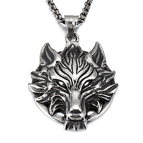 YL Men's Wolf Necklace 316L Stainless Steel Wolf Head Pendant 18k Black Gold Jewelry for Gifts