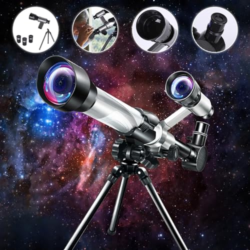 Entry Level HD Monocular Children's Educational Science Teaching Aids Multi-Powered Eyepiece 20x 30x 40x Astronomical Telescope with Tripod for Beginners Boys Girls