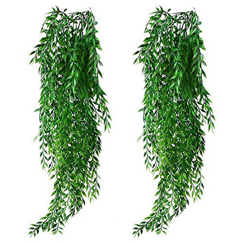 Aubatece Artificial Flowers for Christmas Artificial Garland Hanging Vine 2 Flower Bracket Hanging PCS Trailing Home Decor Flowers for Wedding Arch
