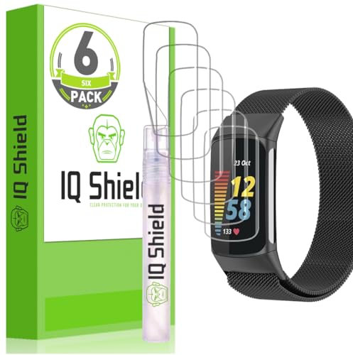 IQShield Screen Protector Compatible with Fitbit Charge 6 / Charge 5 (6-Pack) Anti-Bubble Clear TPU Film