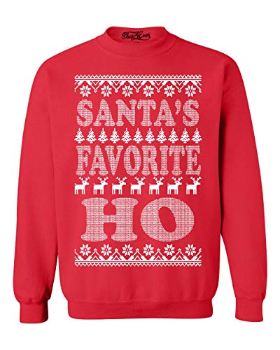 shop4ever Santa's Favorite Ho Crewnecks Ugly Christmas Sweatshirts Large Red 13771