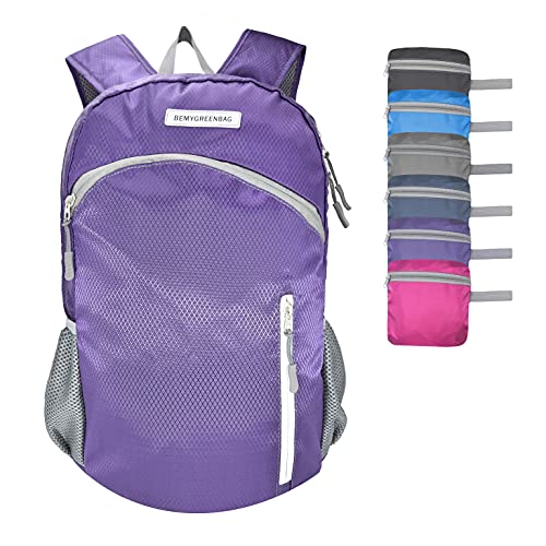 BEMYGREENBAG 35L Foldable Waterproof Backpack For Outdoor Sports With Inside Wet Clothes Compartment Packable For Multiple Uses Ultra Lightweight Ideal For Hiking Men And Women Travel(Purple)