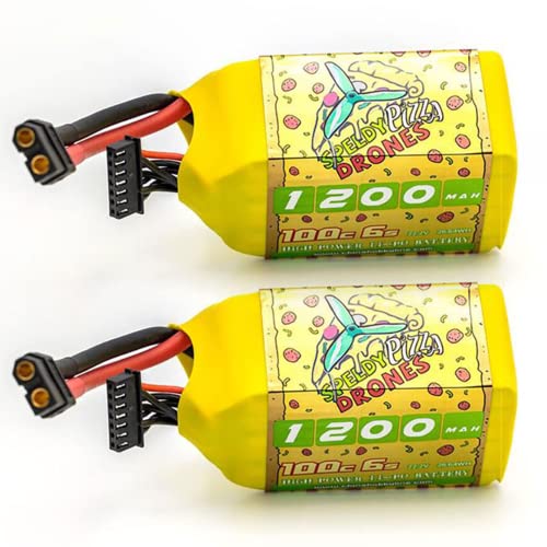 CNHL 1200mAh 6S Lipo Battery 22.2V 100C Burst 200C with XT60 Plug for FPV Racing,RC Quadcopter Helicopter Airplane (2 Packs)