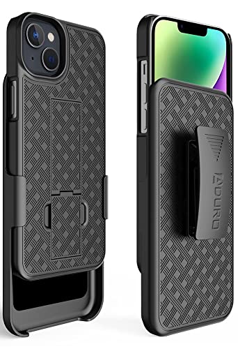 Aduro Combo Case with Kickstand & Holster for iPhone 14, Slim Shell & Swivel Belt Clip Holster, with Built-in Kickstand for Apple iPhone 14 (6.1') 2022