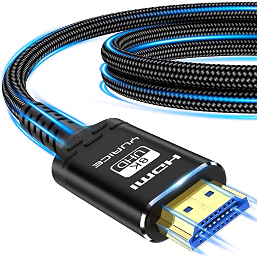 Yuaice 8K HDMI Cable 2.1 - Available in 1.5FT, 3FT, 6FT, 10FT, 15FT Lengths, High-Speed Braided Cable with 48Gbps, 4K@120Hz/8K@60Hz Video Resolution, and HDR Support (8K-1.5FT)